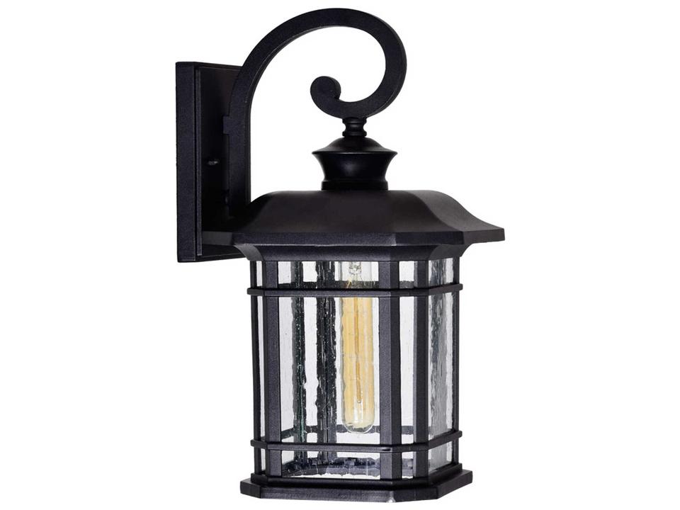 Blackburn 1-Light 17-Inch Outdoor Wall Lantern in Black with Seedy Glass