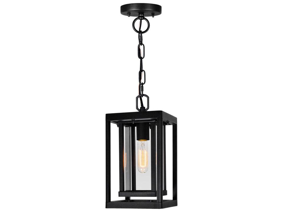 Mulvane 1-Light Outdoor Pendant Light in Black with Clear Glass