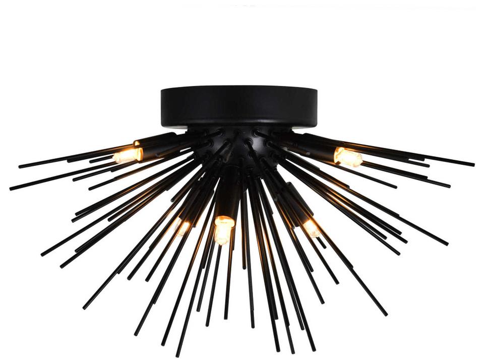 6-Light Savannah Modern Starburst Flush Mount Ceiling Light in Black