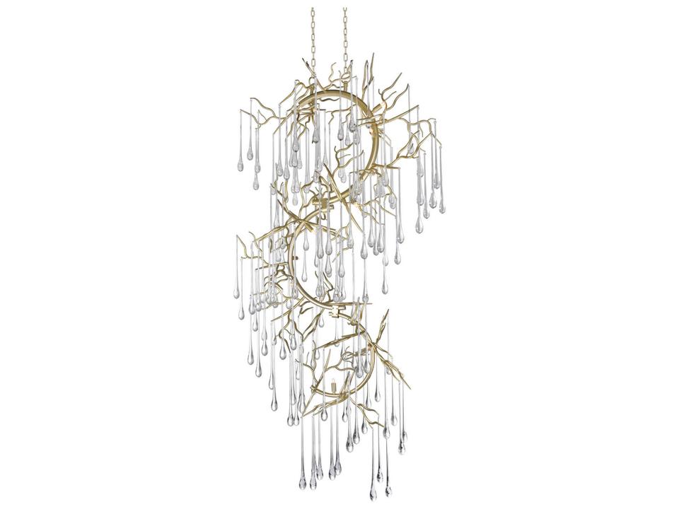 12-Light Anita Chandelier Gold Leaf Crystal Branch Design