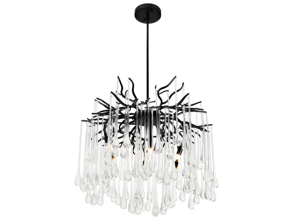 6-Light Anita Chandelier in Black with Clear Crystal