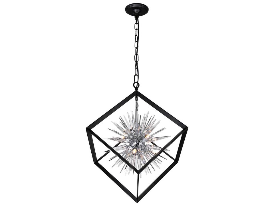 6-Light Starburst Chandelier in Chrome and Black