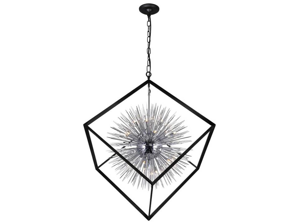 Starburst 20-Light Chandelier in Chrome and Black