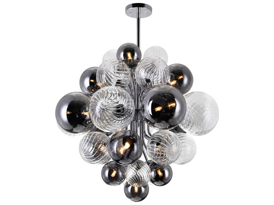 15-Light Pallocino LED Chandelier in Chrome with Tinted Glass