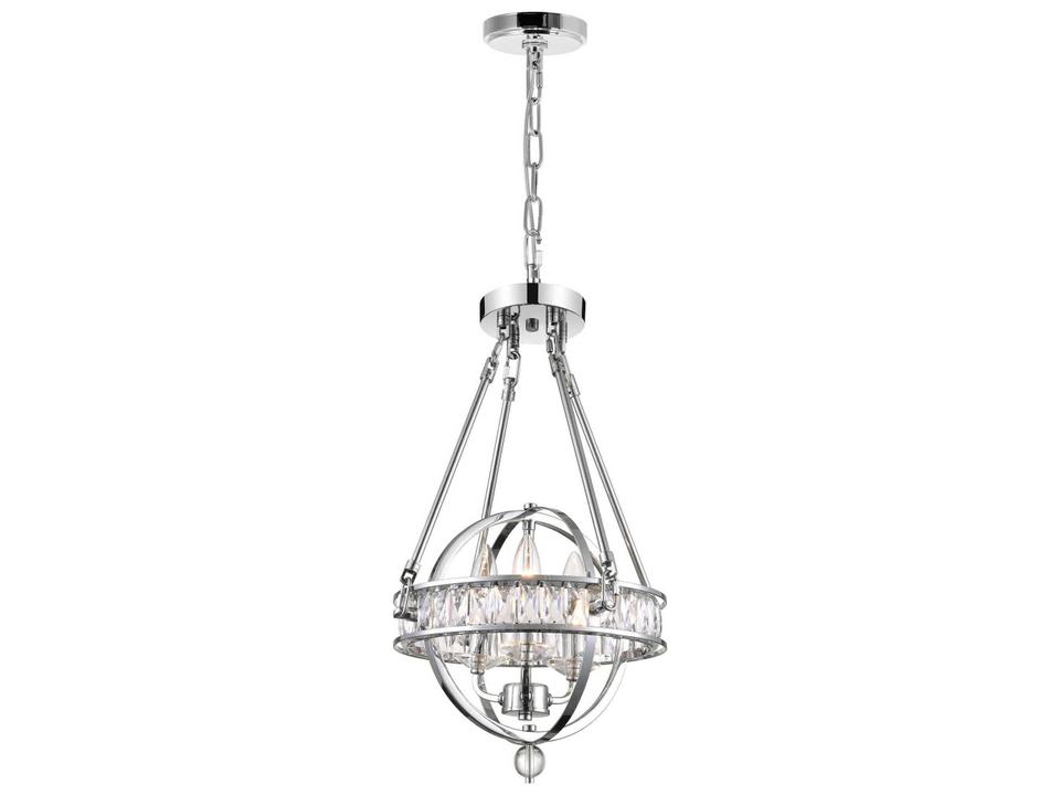 3-Light Arkansas Mini Chandelier in Chrome with Faceted Crystals