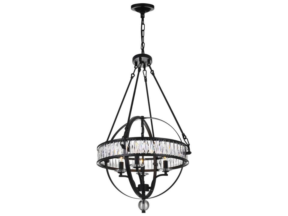 4-Light Arkansas Chandelier in Black with K9 Crystal