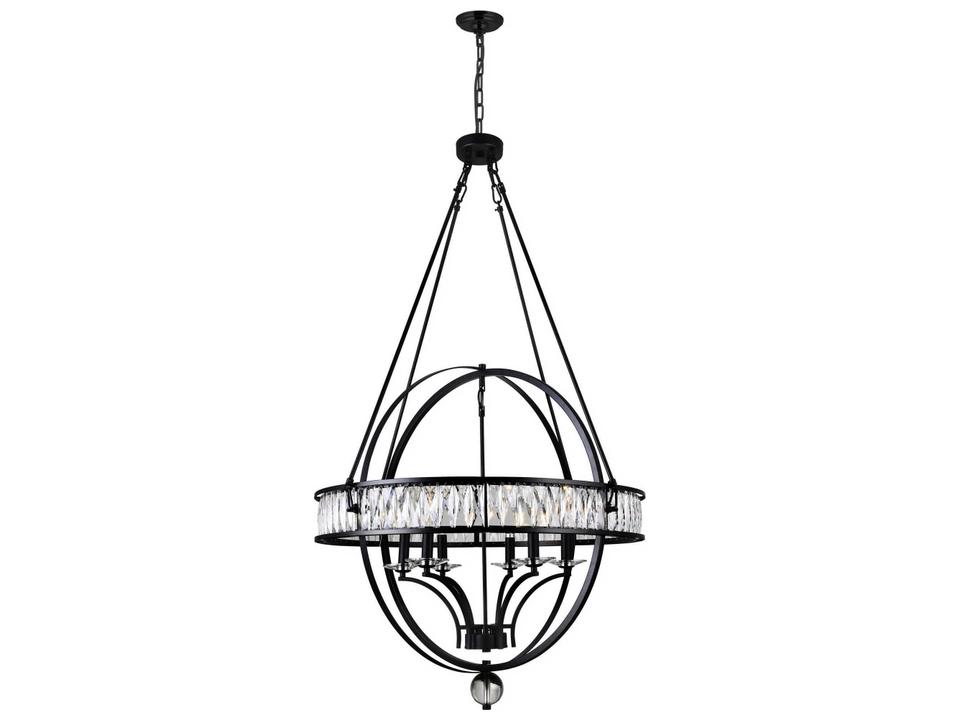 Arkansas 6-Light Chandelier in Black Metal with Clear Crystal