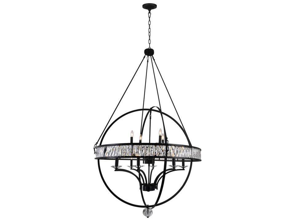 12-Light Arkansas Chandelier in Black with Clear Crystal