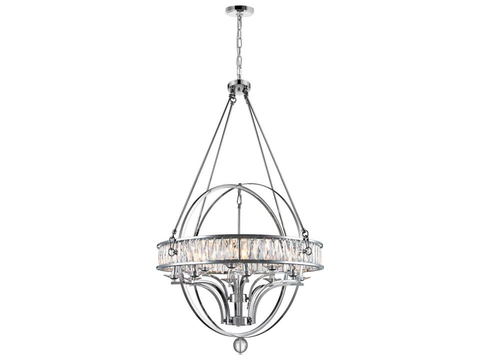 12-Light Arkansas Chandelier in Chrome with Clear Crystal