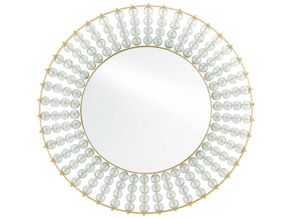 Currey and Company Calais Round Wall Mirror in Gold Leaf and Recycled Glass