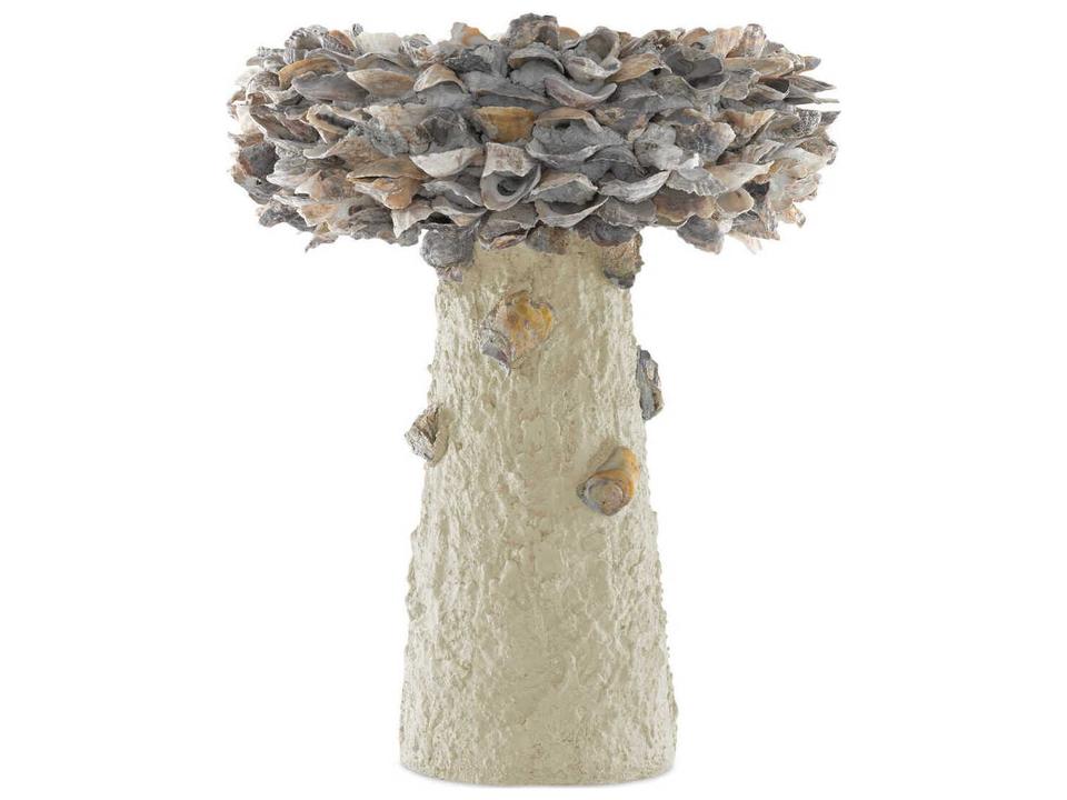 Currey and Company Oyster Shell Medium Bird Bath in Portland Natural