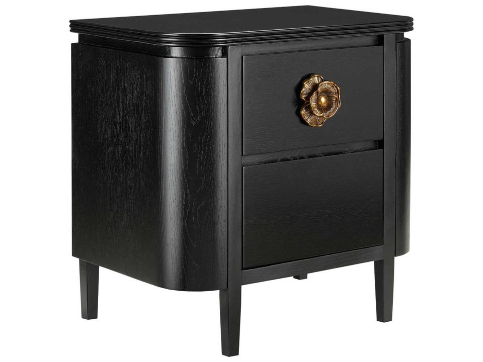 Currey and Company Briallen Modern Nightstand in Caviar Black and Antique Brass