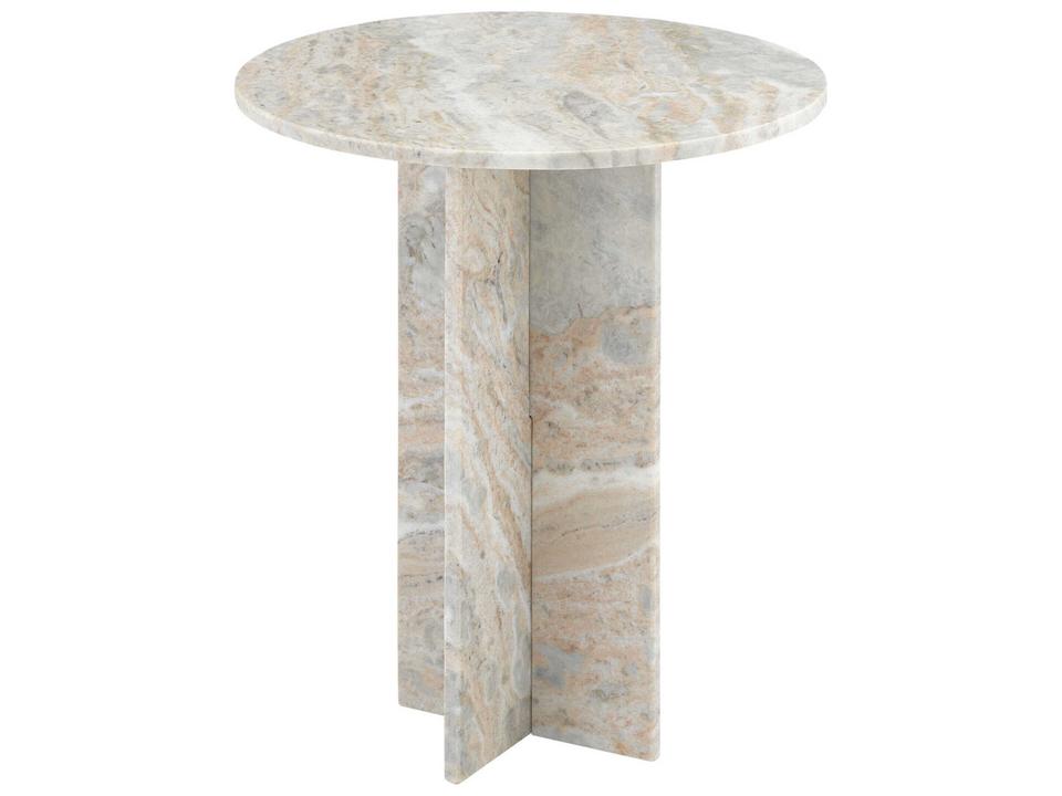 Currey and Company Harmon Toronto Marble Round End Table in Natural