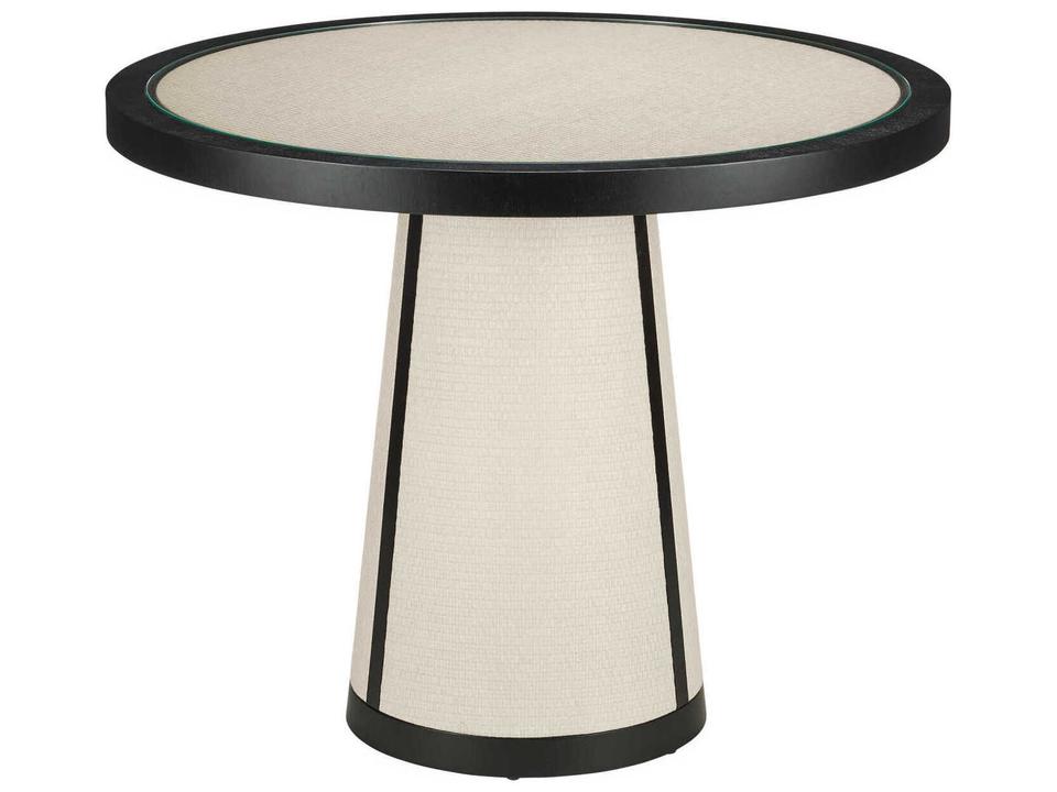 Currey and Company Deanna Round Entry Table in Ivory Black Clear Finish