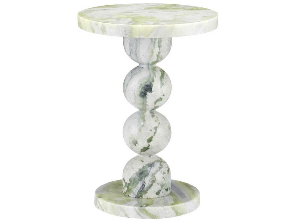 Currey and Company Turner Round Accent Table Green Onyx Marble Natural Finish