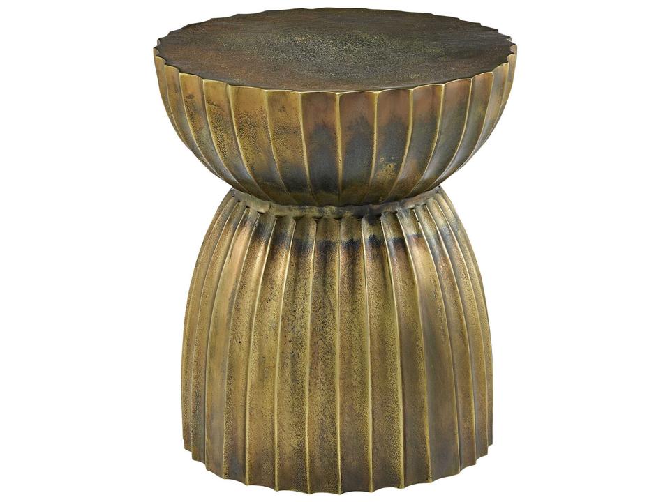 Currey and Company Rasi Round Accent Table in Antique Brass
