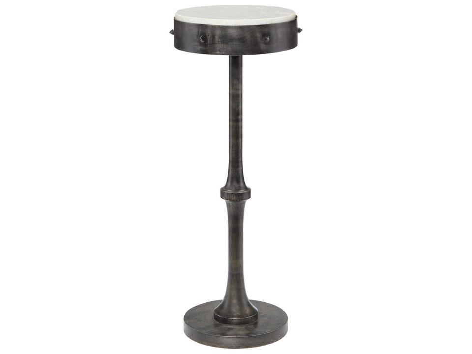 Currey and Company Helios Black Round Drinks Table in Antique Black and White