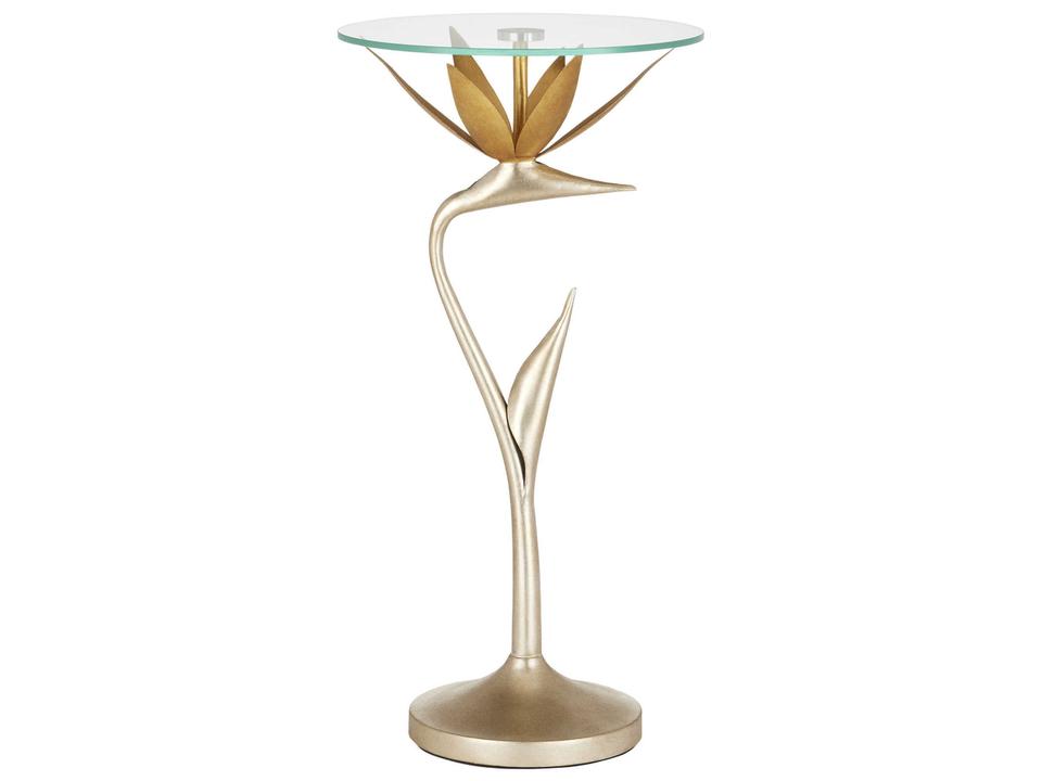 Currey and Company Paradiso Round Accent Table in Contemporary Silver and Gold Leaf