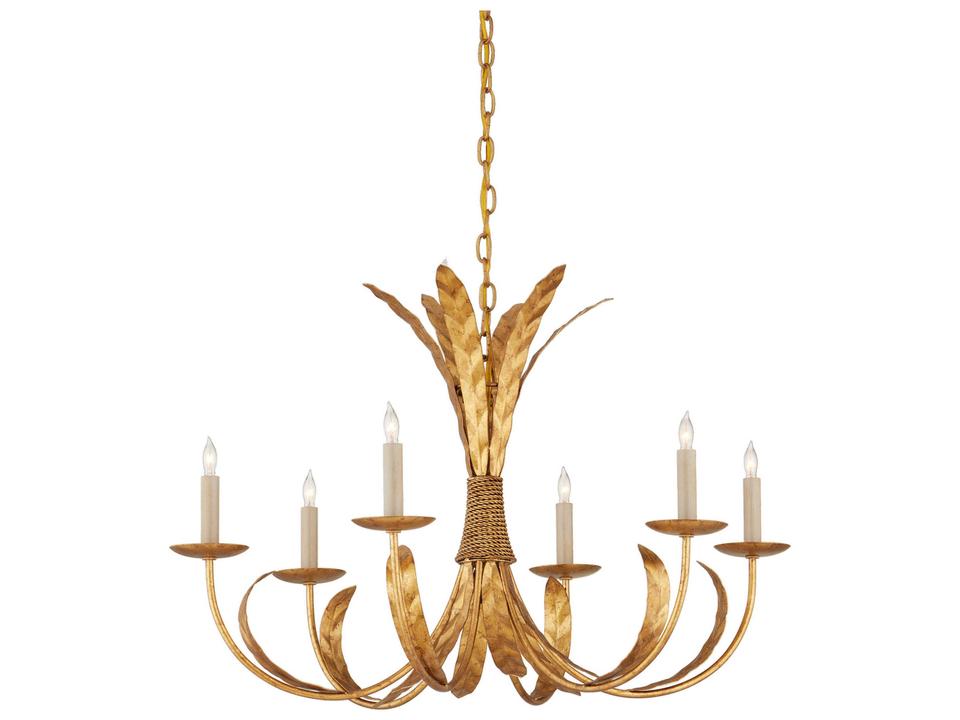 Currey and Company 6-Light Bette Chandelier in Grecian Gold Leaf