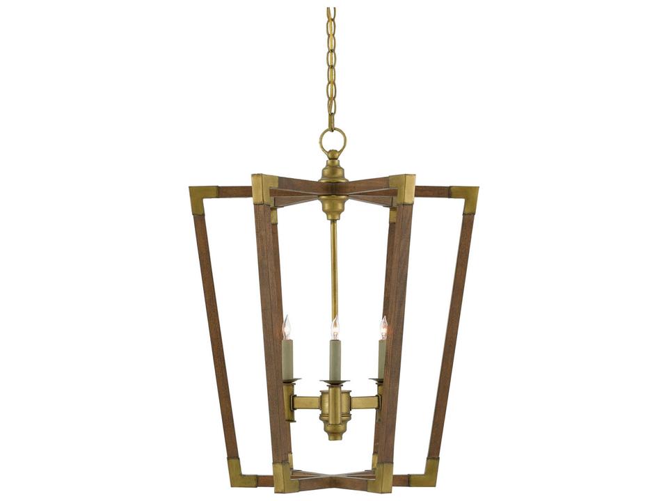 Currey and Company 3-Light Bastian Chandelier in Chestnut and Brass