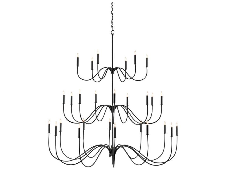 Currey and Company Tirrell 27-Light Chandelier in Antique Black