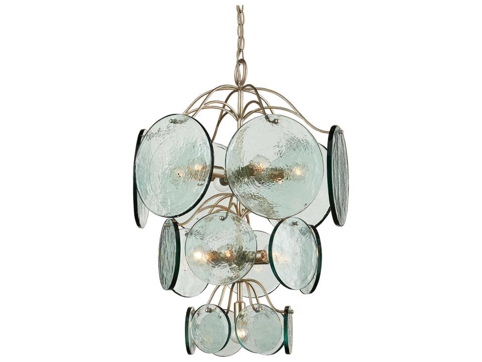 Currey and Company 13-Light Rovigo Chandelier in Clear Silver Leaf