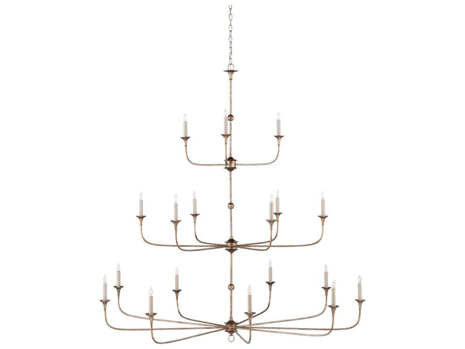 Currey and Company 18-Light Nottaway Grande Chandelier in Pyrite Bronze