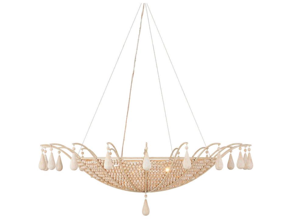 Currey and Company 5-Light Korg Chandelier in Sandstone with Wood Beads