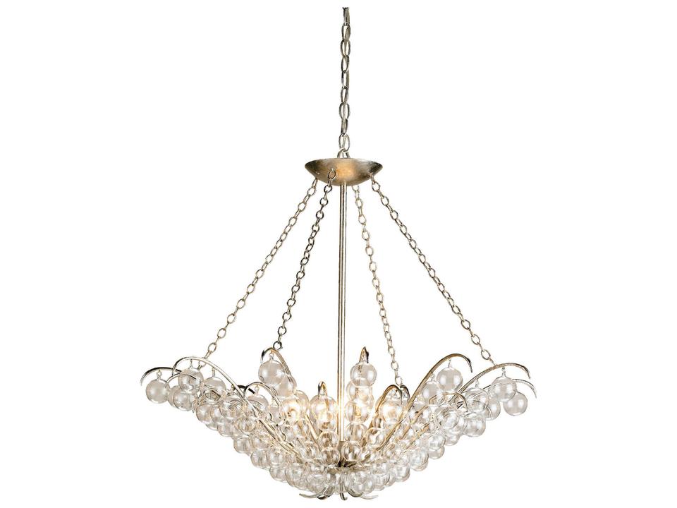 Currey and Company Quantum 4-Light Chandelier in Contemporary Silver Leaf
