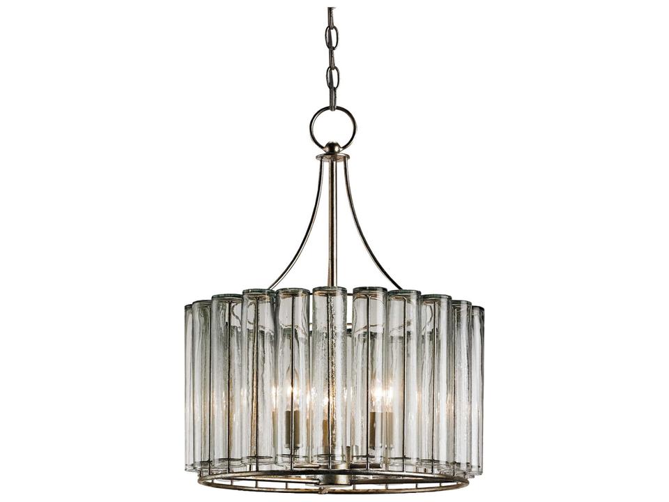 Currey and Company 3-Light Bevilacqua Small Chandelier in Silver Leaf