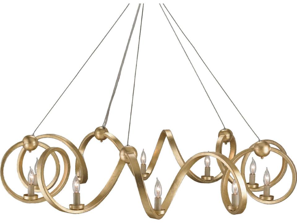 Currey and Company 10-Light Ringmaster Chandelier in Dutch Gold Leaf