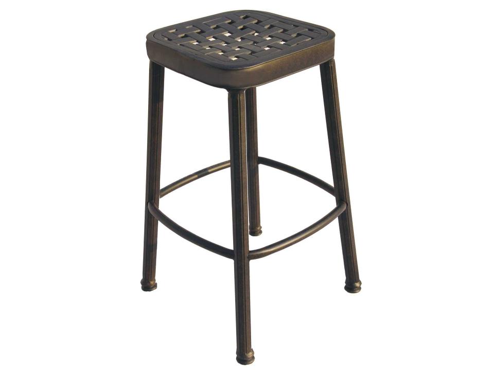 Backless Square Bar Stool Antique Bronze Cast Aluminum