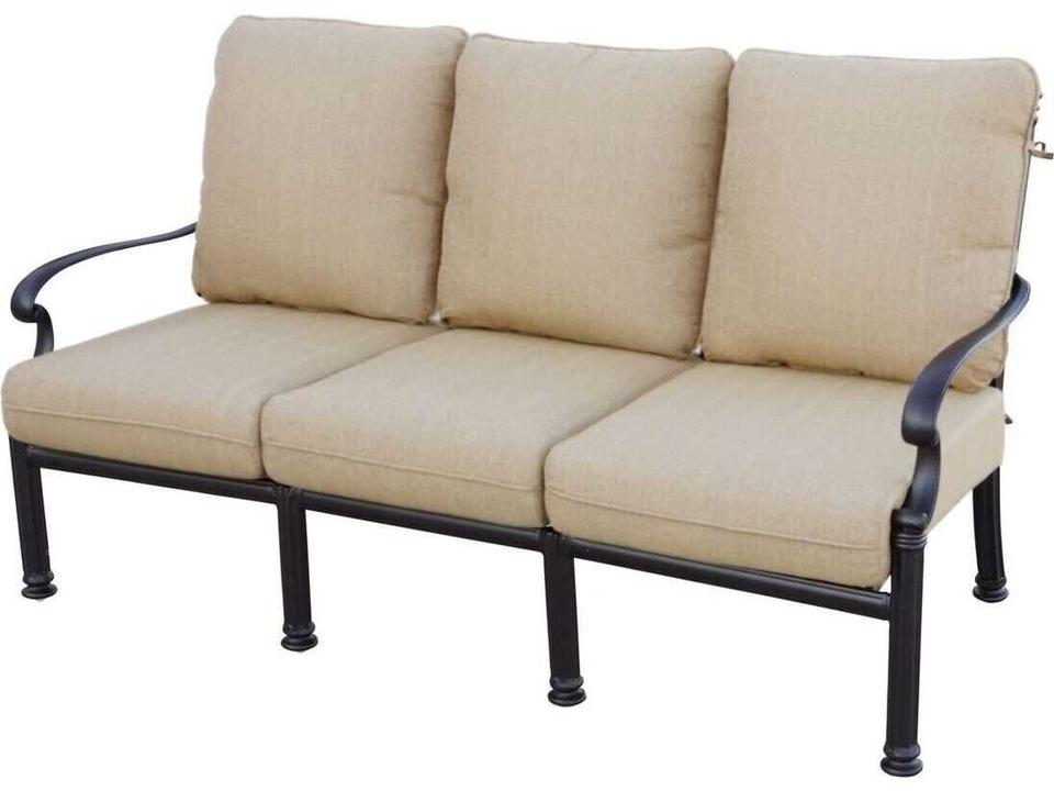 Santa Barbara Cast Aluminum Sofa with Sesame Cushions in Antique Bronze