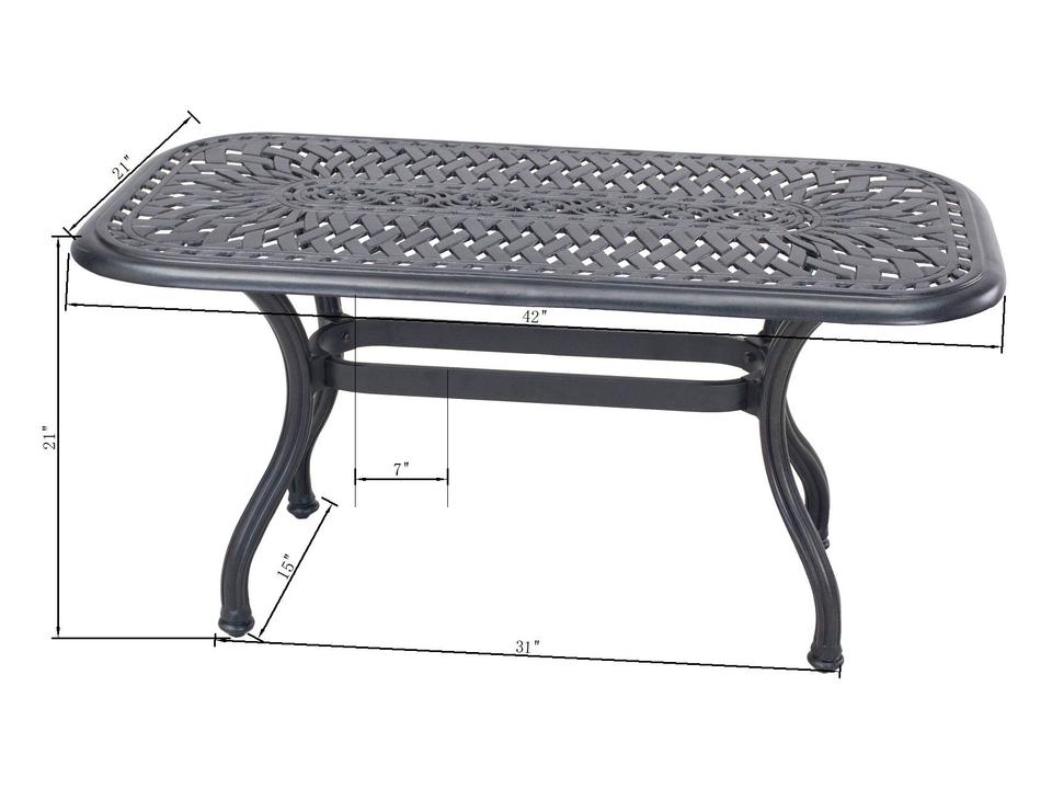 Series 60 42-Inch Rectangular Cast Aluminum Coffee Table