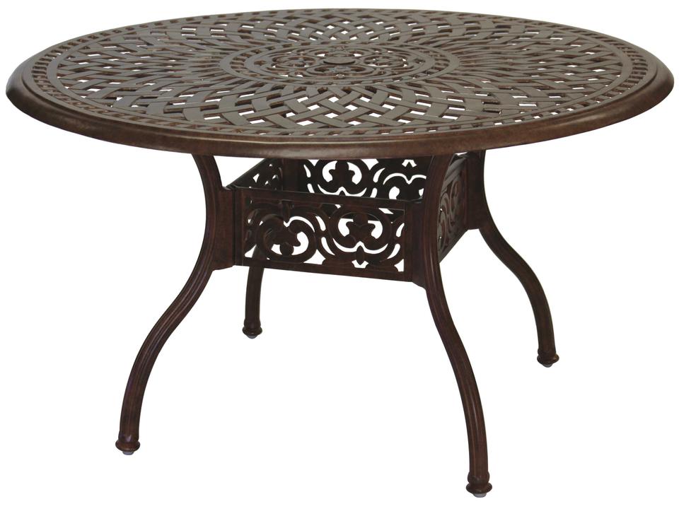 Darlee Series 60 48-Inch Round Cast Aluminum Umbrella Hole Dining Table