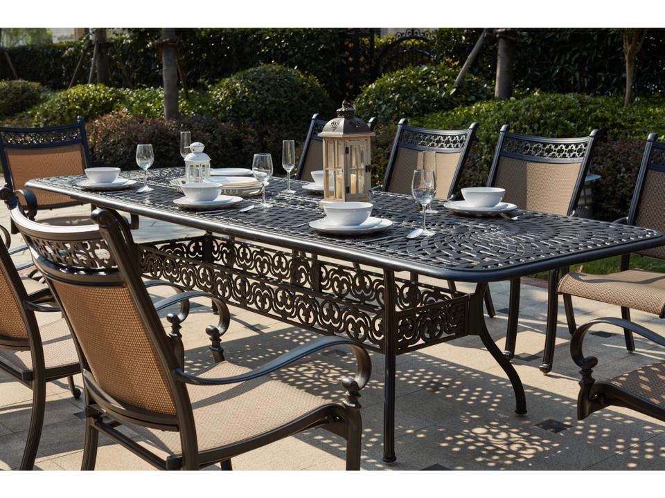 Mountain View 11-Piece Cast Aluminum Extension Dining Set in Antique Bronze