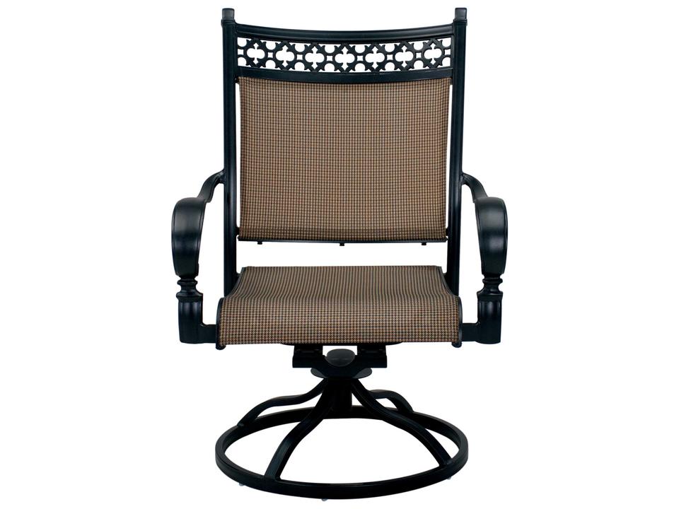 Mountain View Cast Aluminum Sling Swivel Rocker Dining Chair in Antique Bronze