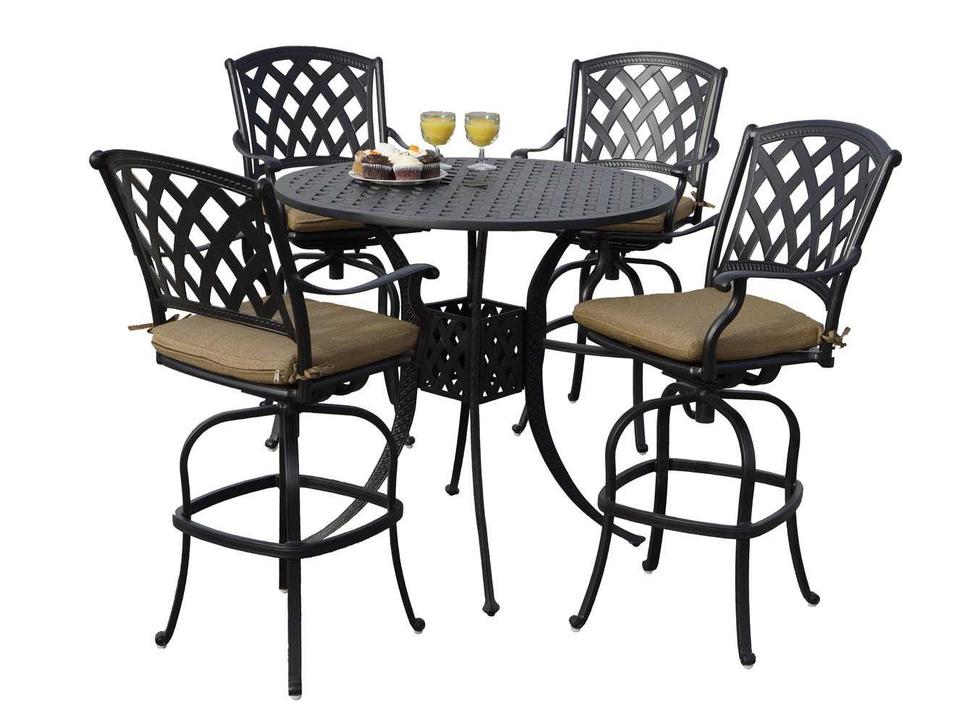 Darlee Ocean View Antique Bronze Cast Aluminum Bar Set