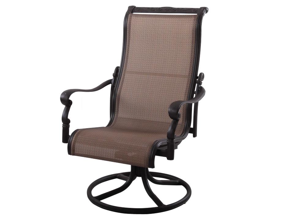 Monterey Cast Aluminum Swivel Rocker Dining Chair in Antique Bronze