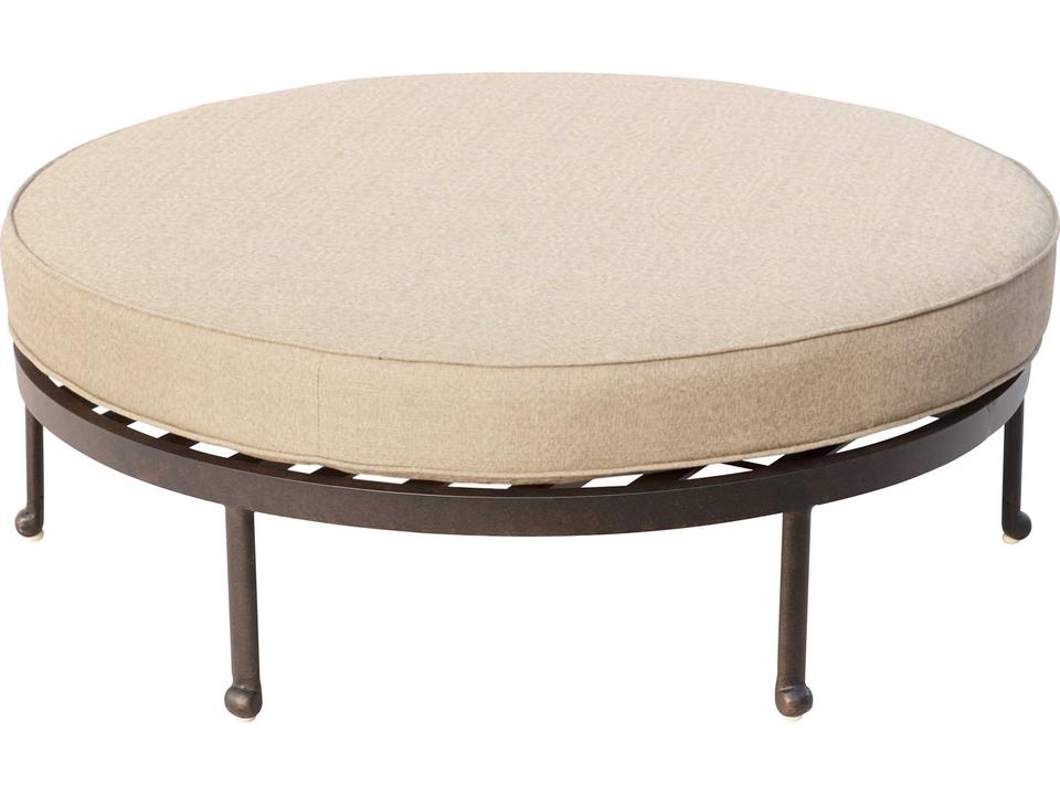 Santa Anita Round Cast Aluminum Ottoman in Antique Bronze