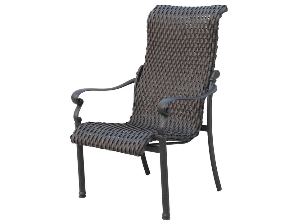 Victoria Wicker Dining Armchair in Espresso with Antique Bronze Frame