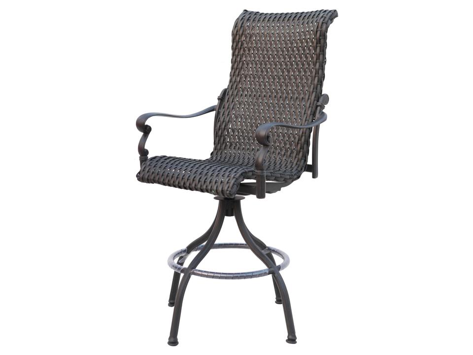 Victoria All-Weather Resin Wicker Espresso Swivel Bar Stool