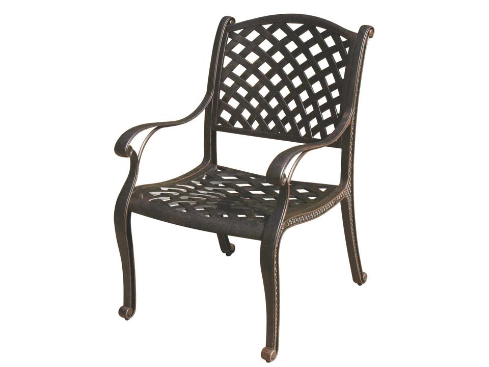 Nassau Cast Aluminum Dining Armchair in Antique Bronze