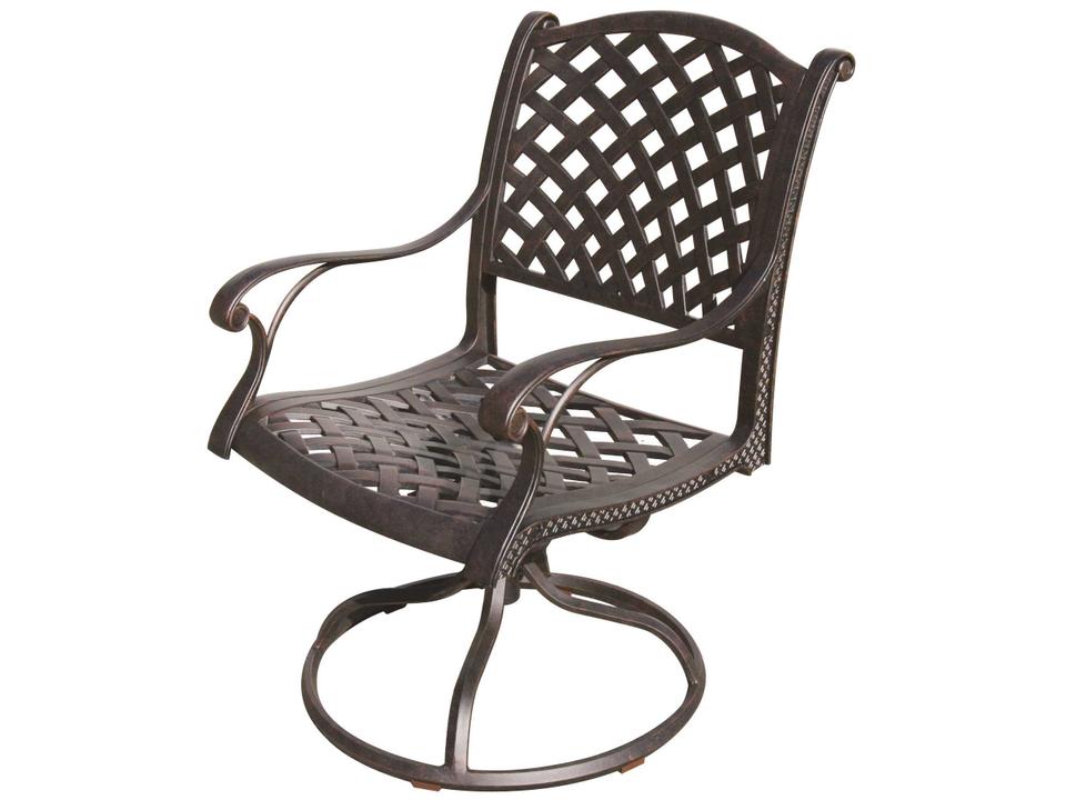 Nassau Cast Aluminum Swivel Rocker Chair in Antique Bronze