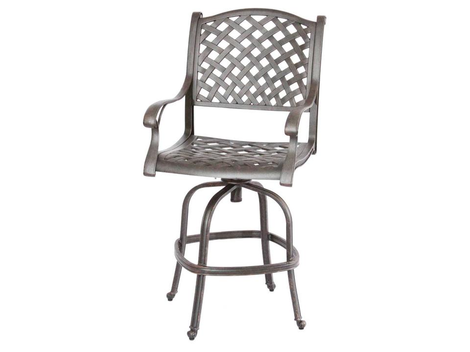 Nassau Cast Aluminum Swivel Bar Stool in Antique Bronze