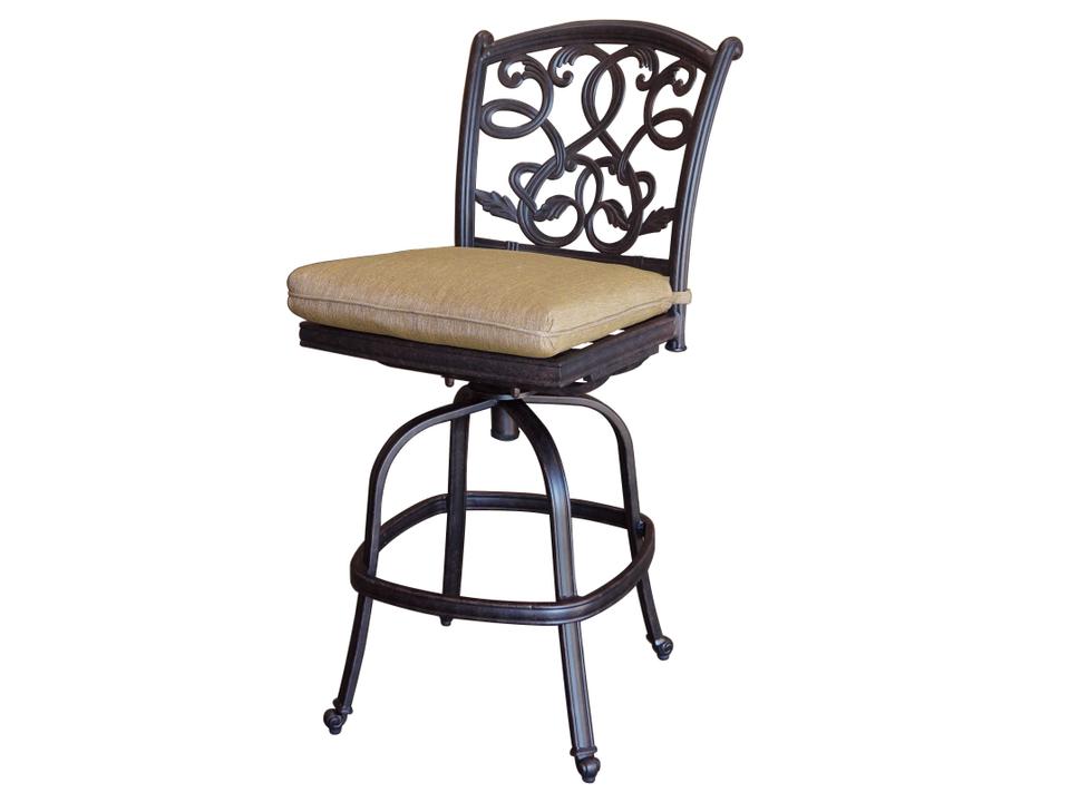 Santa Monica Counter Height Armless Swivel Bar Stool in Antique Bronze