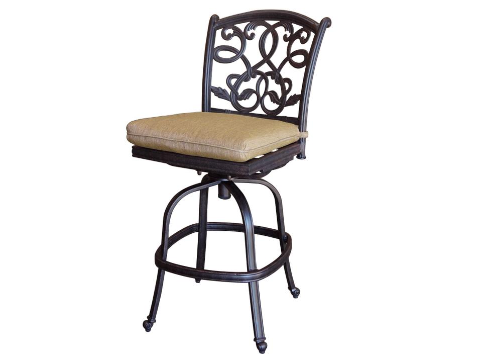 Santa Monica Cast Aluminum Swivel Bar Stool in Antique Bronze