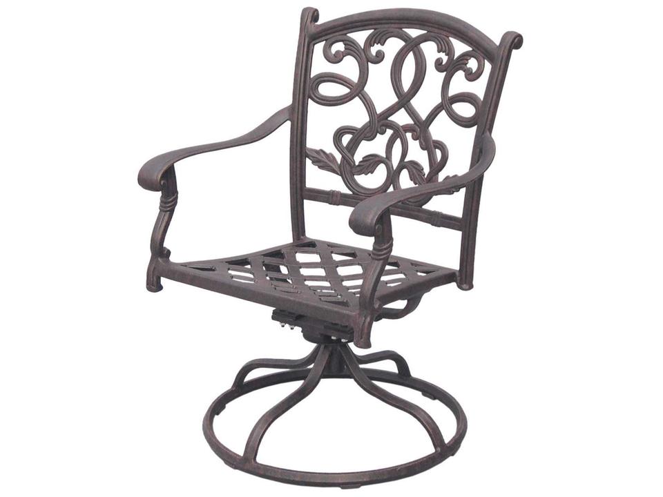 Santa Monica Cast Aluminum Swivel Rocker Chair in Antique Bronze
