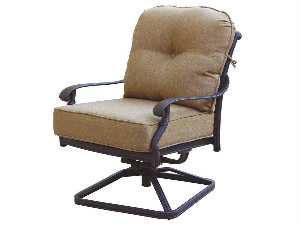 Santa Monica Cast Aluminum Swivel Rocker Club Chair in Antique Bronze
