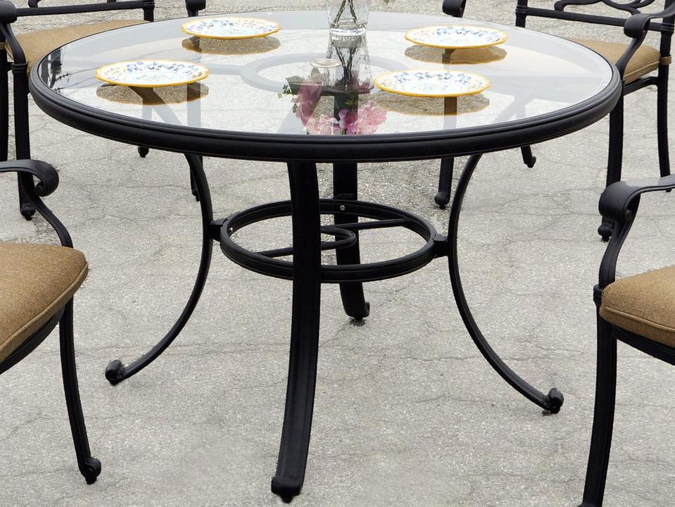 Series 50 48 Inch Round Cast Aluminum Dining Table in Antique Bronze